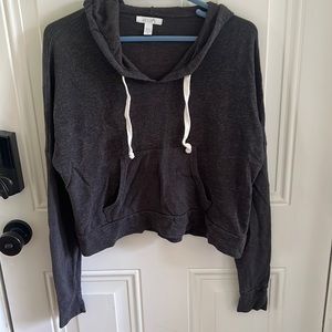 dELiA*s Charcoal Gray Cropped Hoodie with White Drawstrings